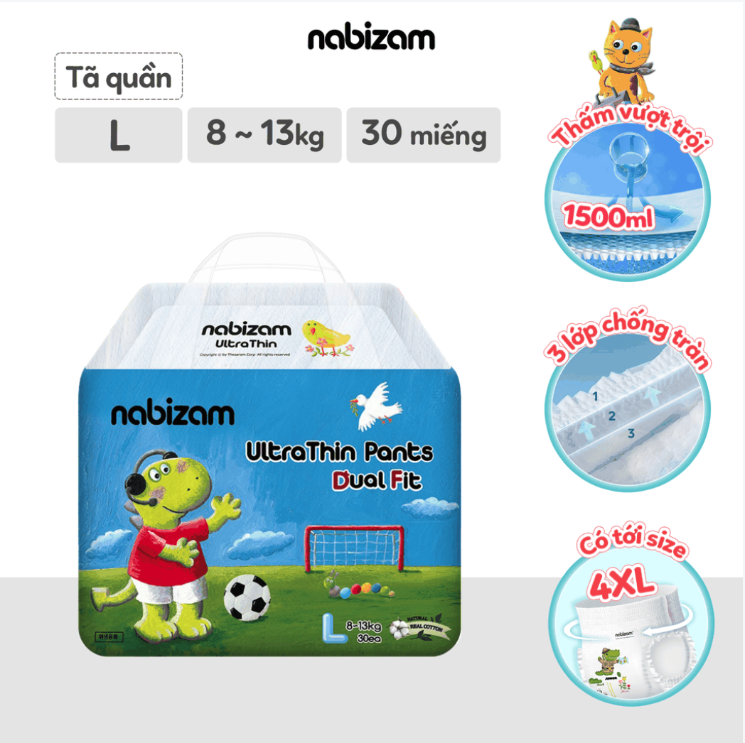 Tã bỉm quần Nabizam Ultra Thin 4 mùa M L XL 2XL 3XL 4XL