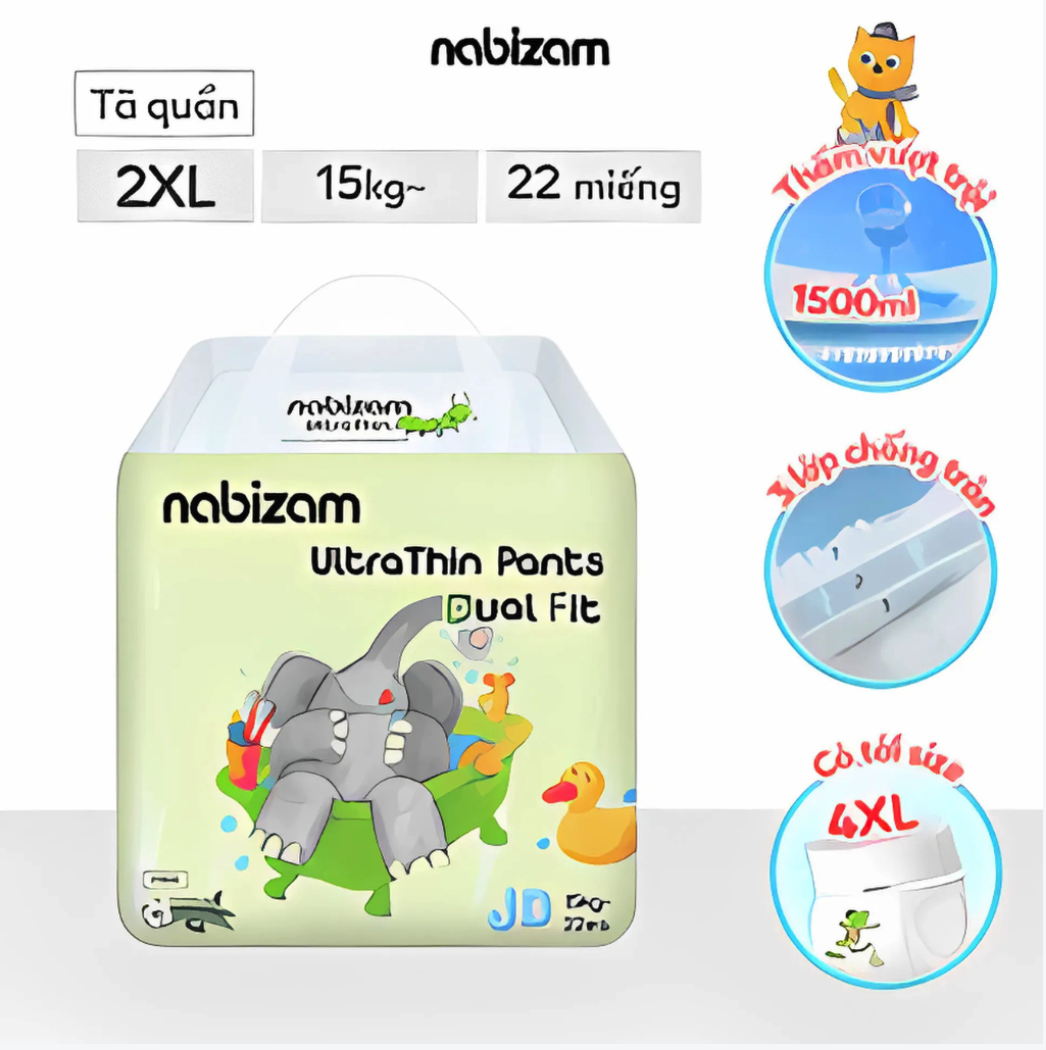 Tã bỉm quần Nabizam Ultra Thin 4 mùa M L XL 2XL 3XL 4XL