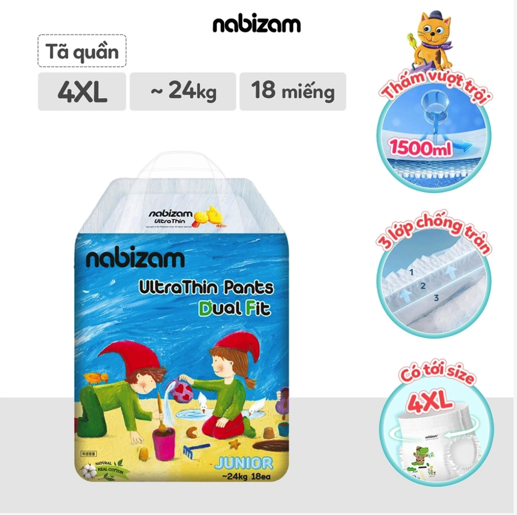 Tã bỉm quần Nabizam Ultra Thin 4 mùa M L XL 2XL 3XL 4XL
