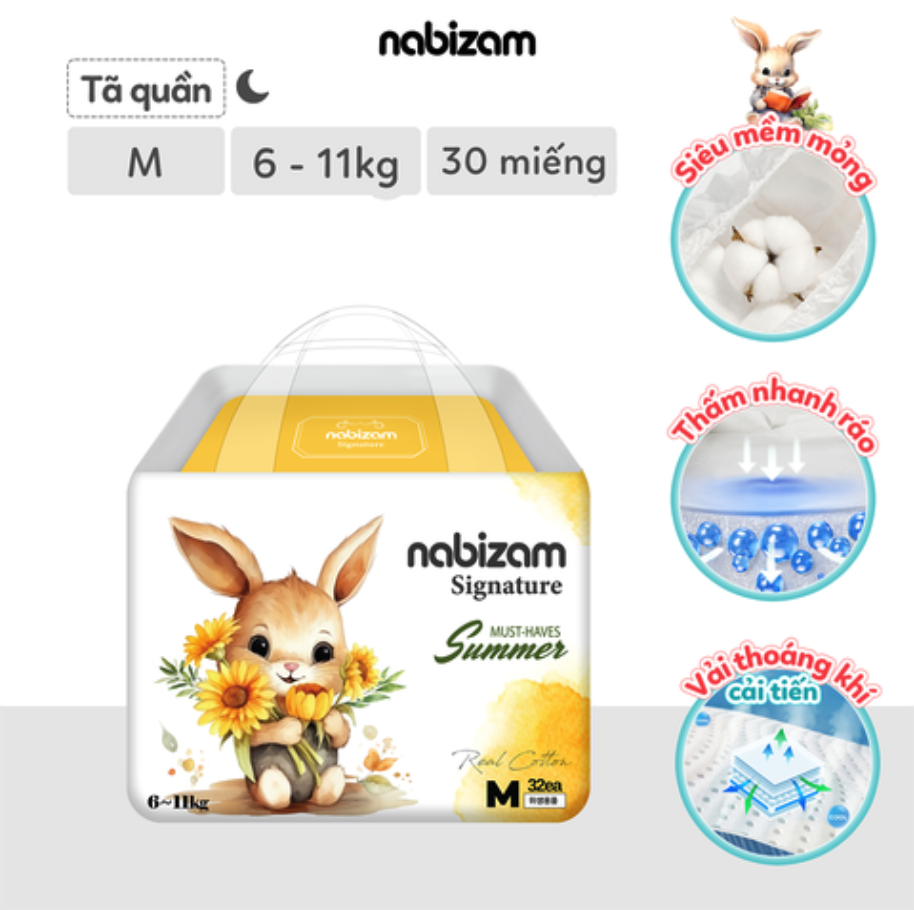 Tã bỉm quần đêm Nabizam Signature Summer M L XL 2XL