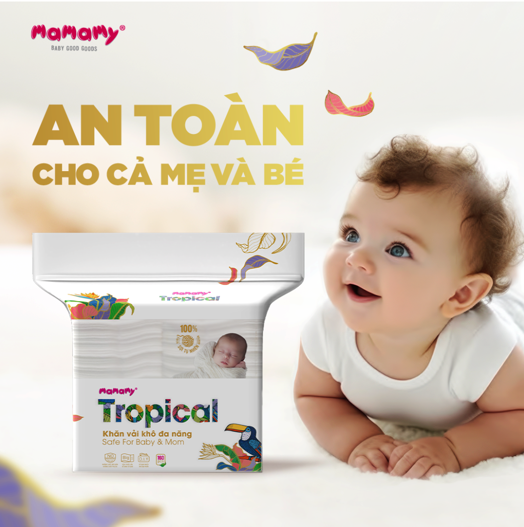 Khăn khô đa năng Mamamy Tropical túi 160 tờ