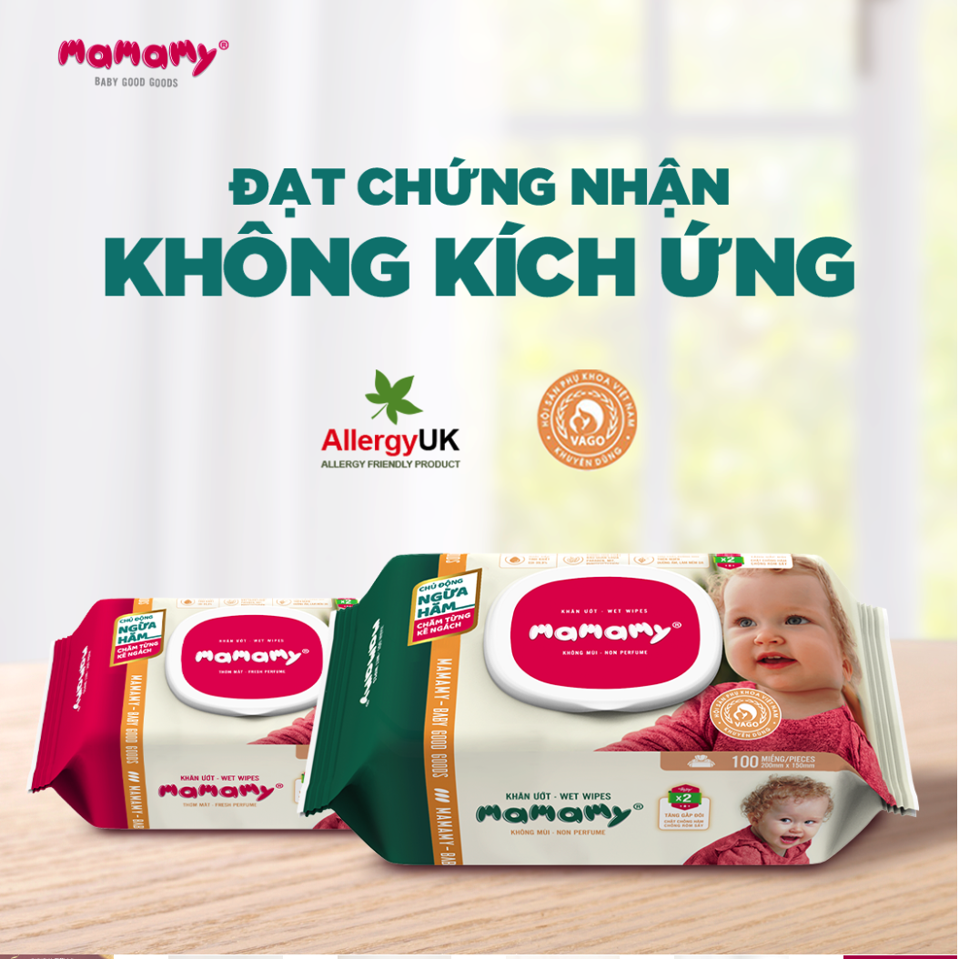 Khăn ướt không mùi Mamamy ngừa hăm cho bé