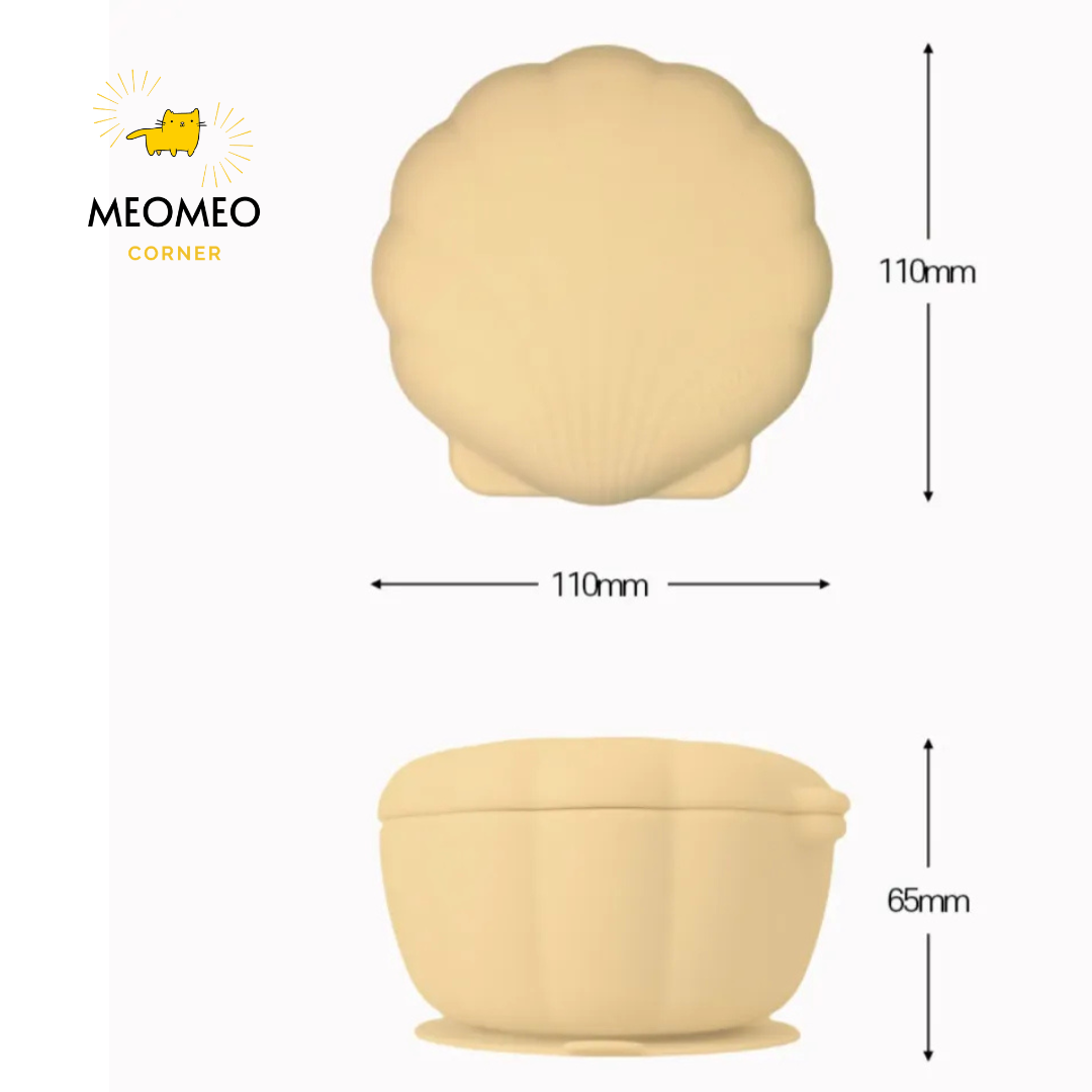 Chén bát ăn dặm Silicone hình Sò có nắp đậy TGM
