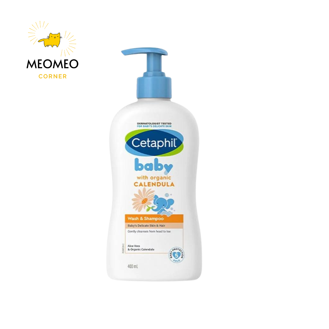 Sữa tắm gội Cetaphil Baby With Organic Calendula hoa cúc hữu cơ cho bé 400ml