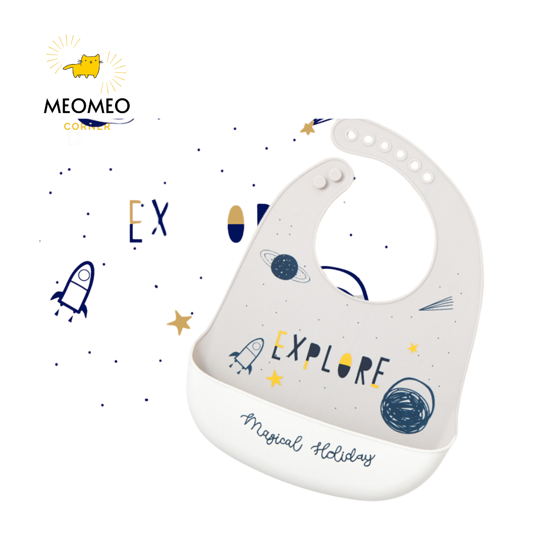 Yếm ăn dặm silicone có máng cho bé