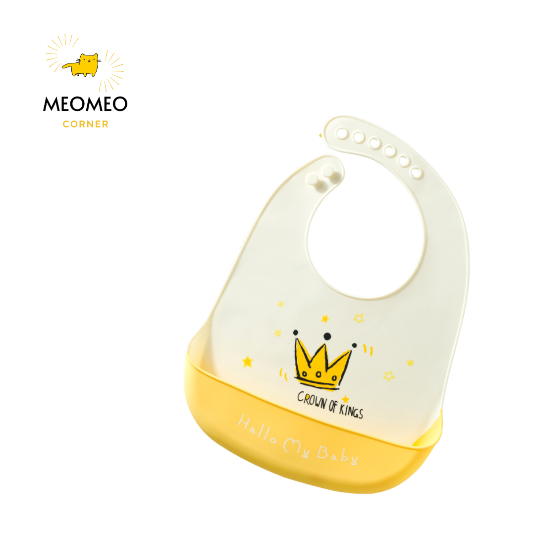 Yếm ăn dặm silicone có máng cho bé