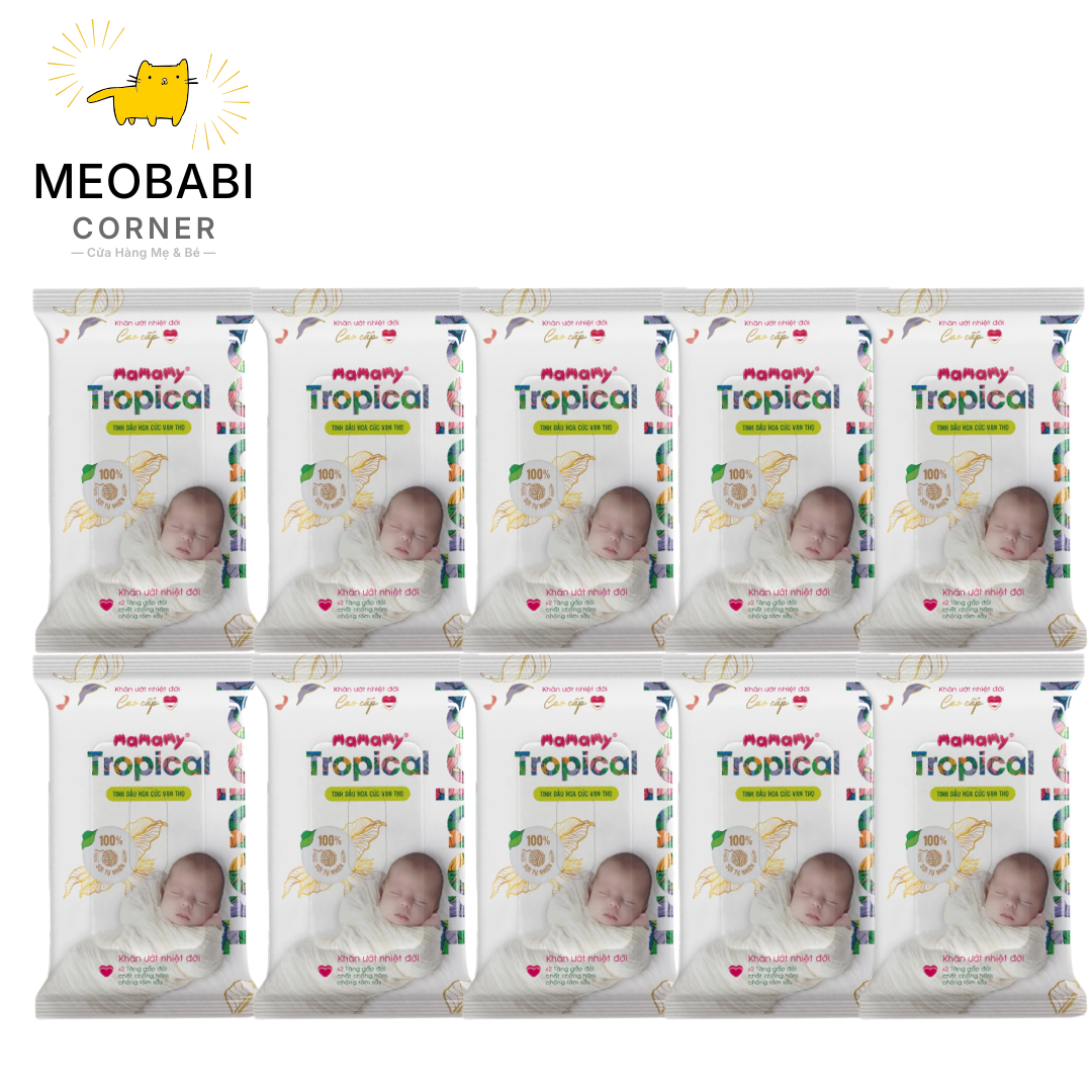 Khăn ướt mini Mamamy Tropical 10 tờ không mùi