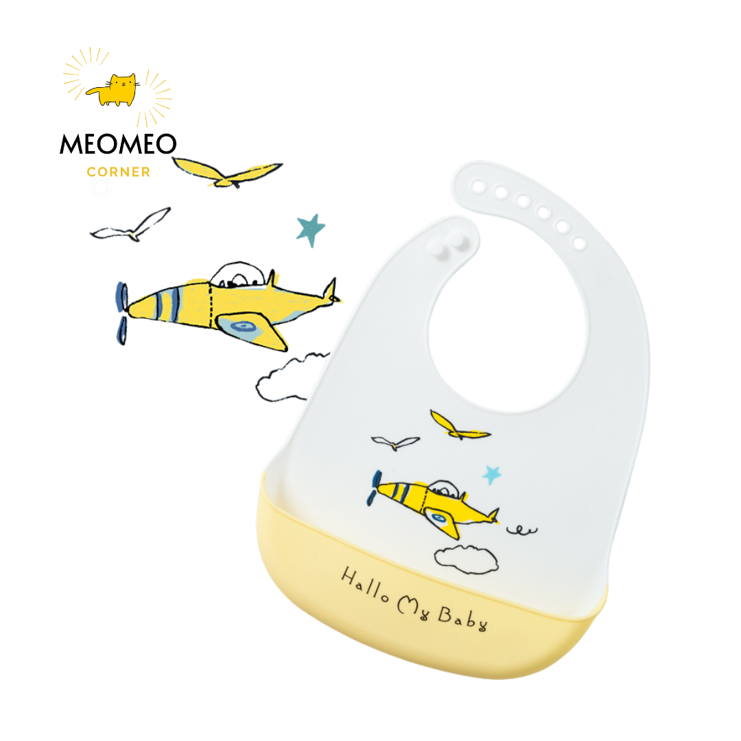 Yếm ăn dặm silicone có máng cho bé