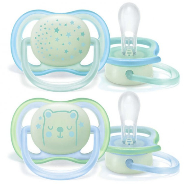 Ti giả / ty giả ngậm Avent Ultra Air dạ quang / phát sáng / phản quang cho bé