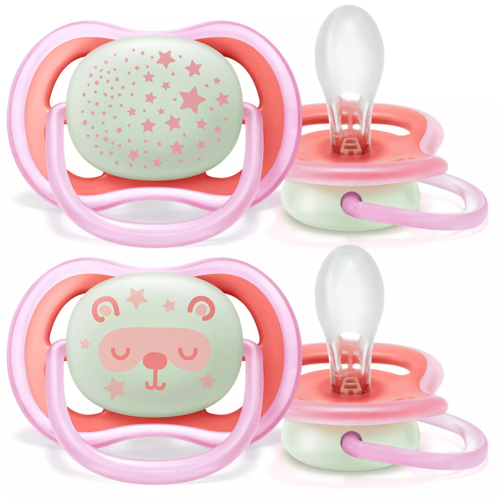 Ti giả / ty giả ngậm Avent Ultra Air dạ quang / phát sáng / phản quang cho bé