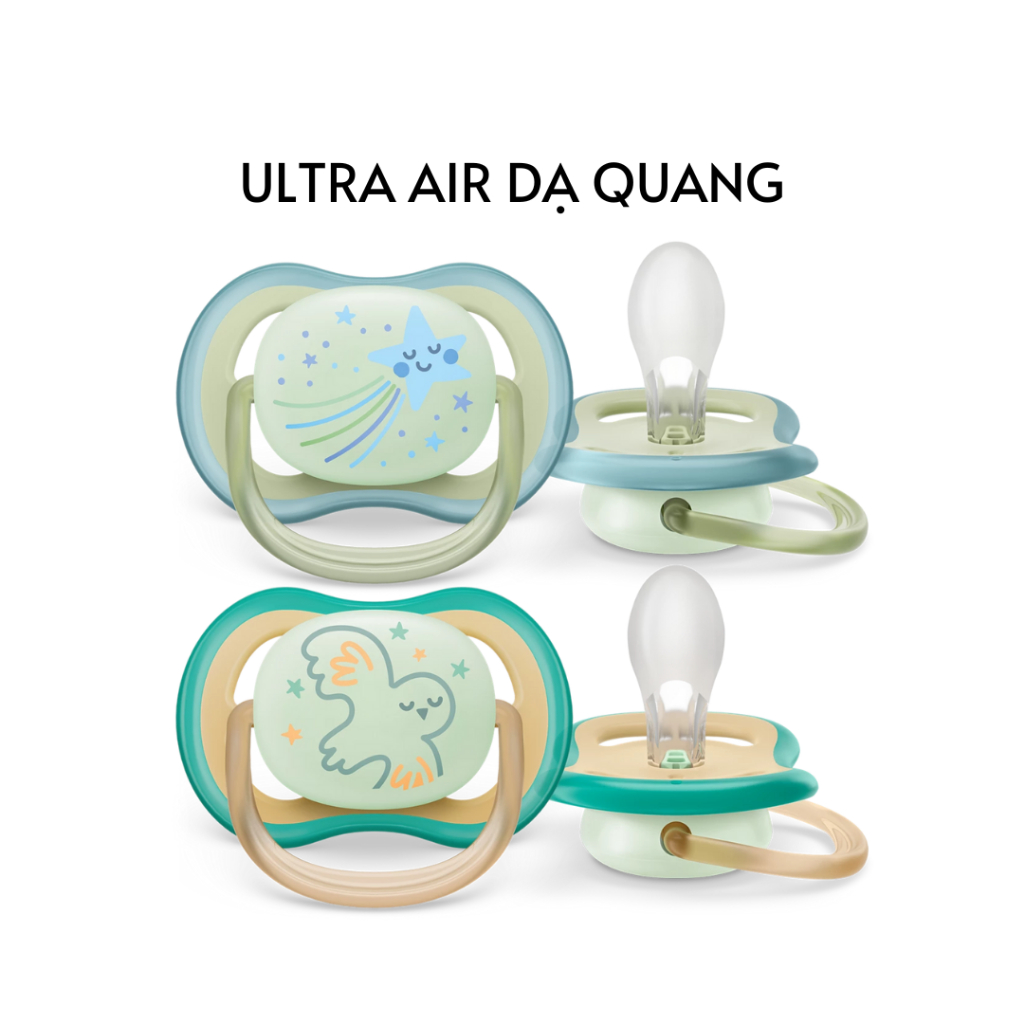 Ti giả / ty giả ngậm Avent Ultra Air dạ quang / phát sáng / phản quang cho bé