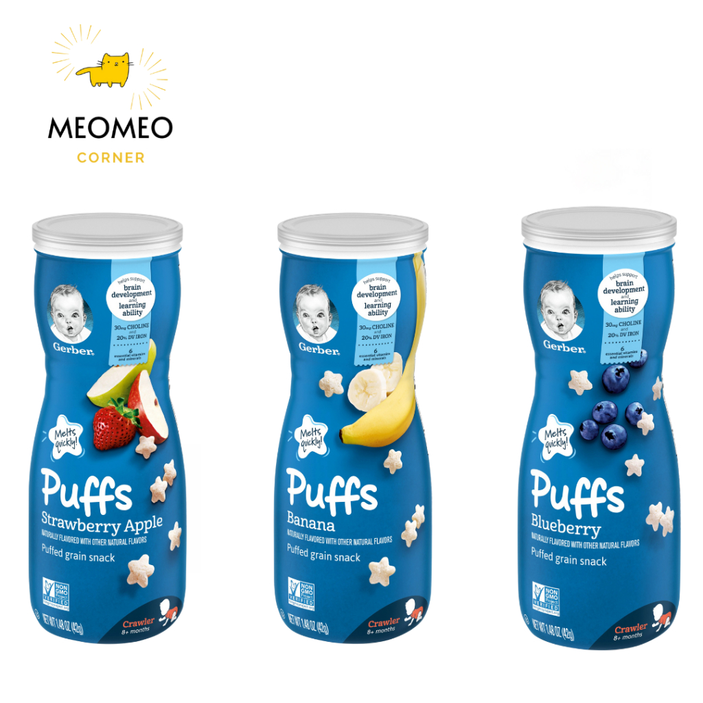 Bánh ăn dặm cho trẻ từ 6 tháng Gerber Puffs Stage Baby Cereal Snacks