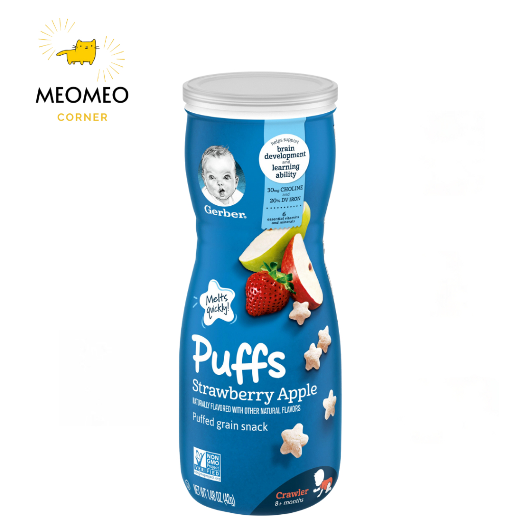 Bánh ăn dặm cho trẻ từ 6 tháng Gerber Puffs Stage Baby Cereal Snacks