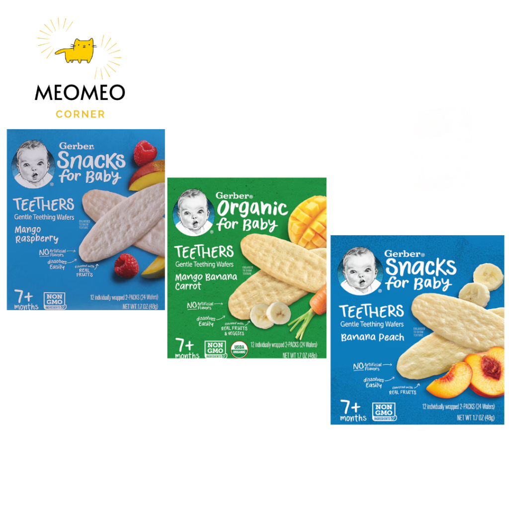 [Date xa] Bánh ăn dặm Gerber Teethers Mỹ cho bé 7m+ Teether