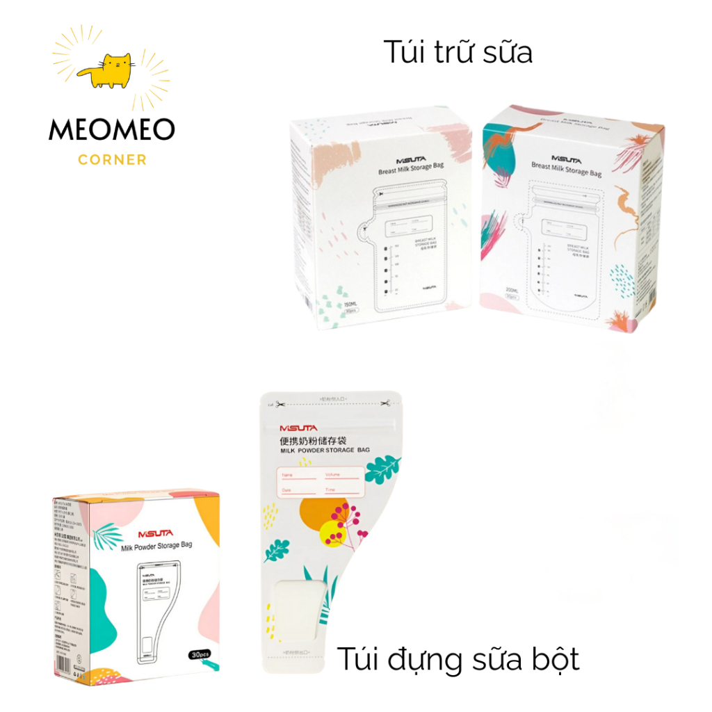 Túi Đựng Sữa Bột & Túi Trữ Sữa Misuta Cho Bé - Hộp 30 túi
