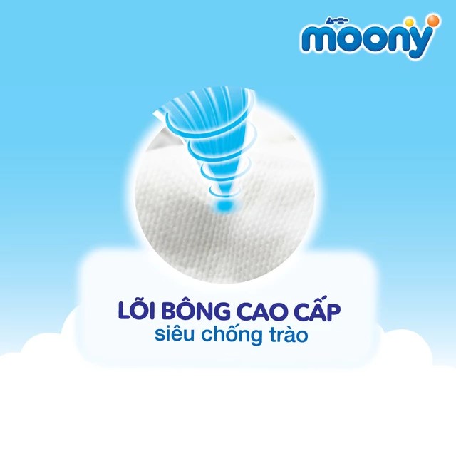 Tã / bỉm Moony Blue khô thoáng cho bé  NB / S / M / L / XL / XXL