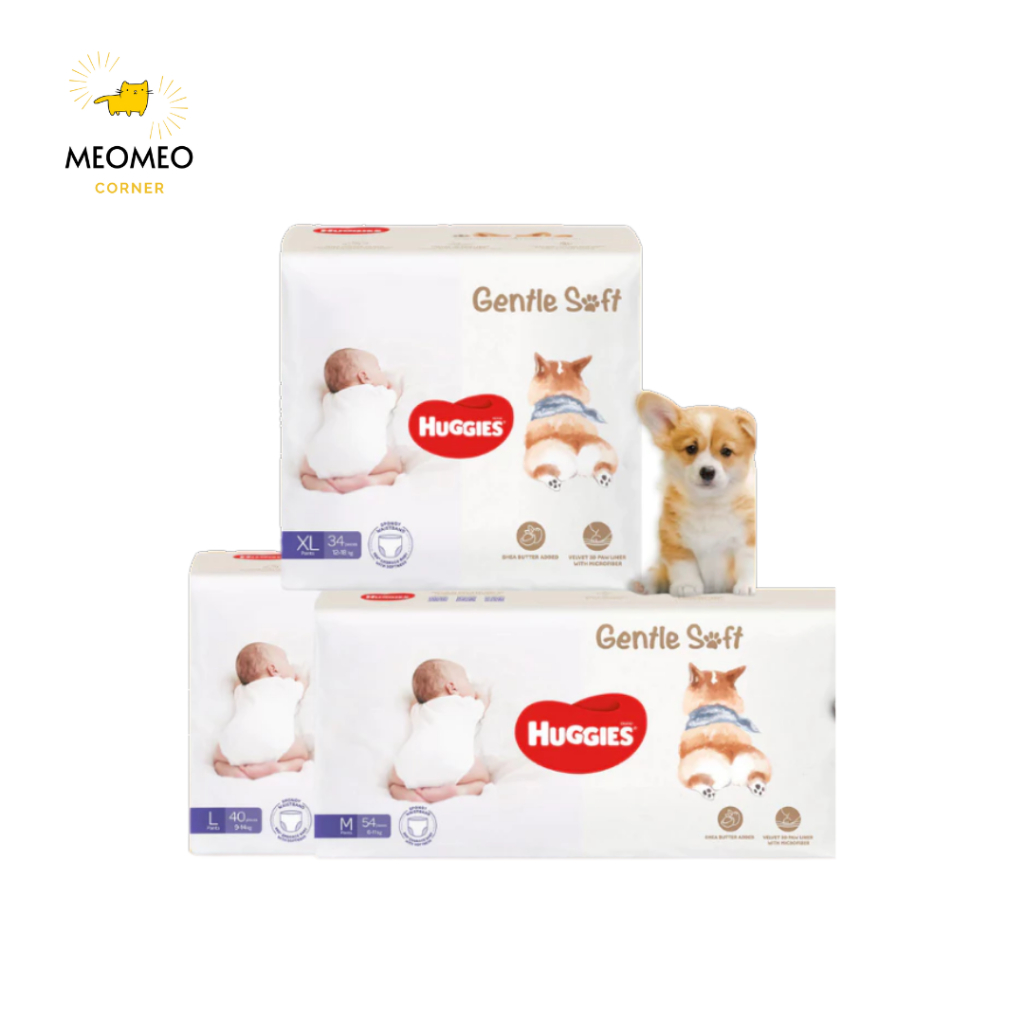 Tã / bỉm quần Huggies Gentle Soft - Corgi M54 / L40 / XL34 / XXL22 miếng mềm mại