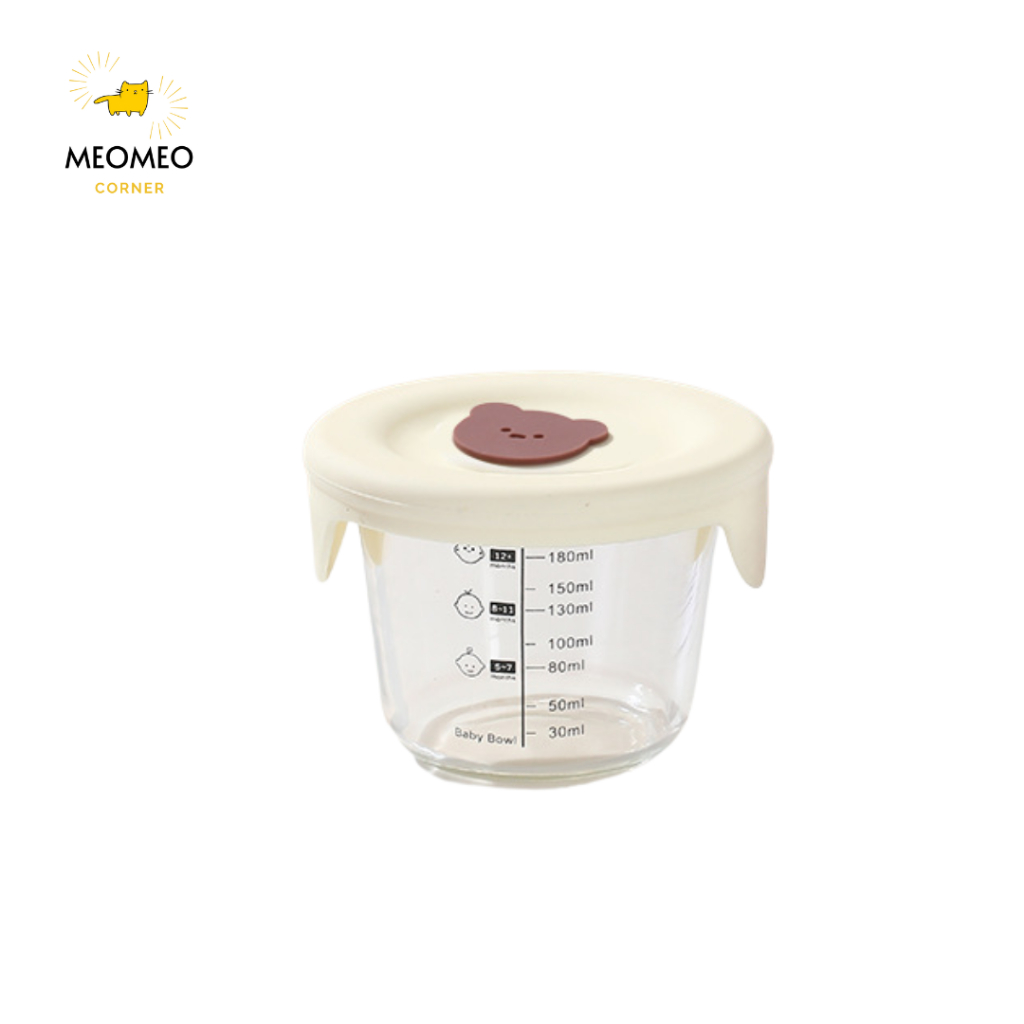 Hộp Trữ Thức Ăn Dặm Cho Bé, Hộp Trữ Đông Baby Bowl Chất Liệu Thủy Tinh Cao Cấp 180ml