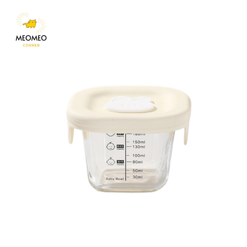 Hộp Trữ Thức Ăn Dặm Cho Bé, Hộp Trữ Đông Baby Bowl Chất Liệu Thủy Tinh Cao Cấp 180ml