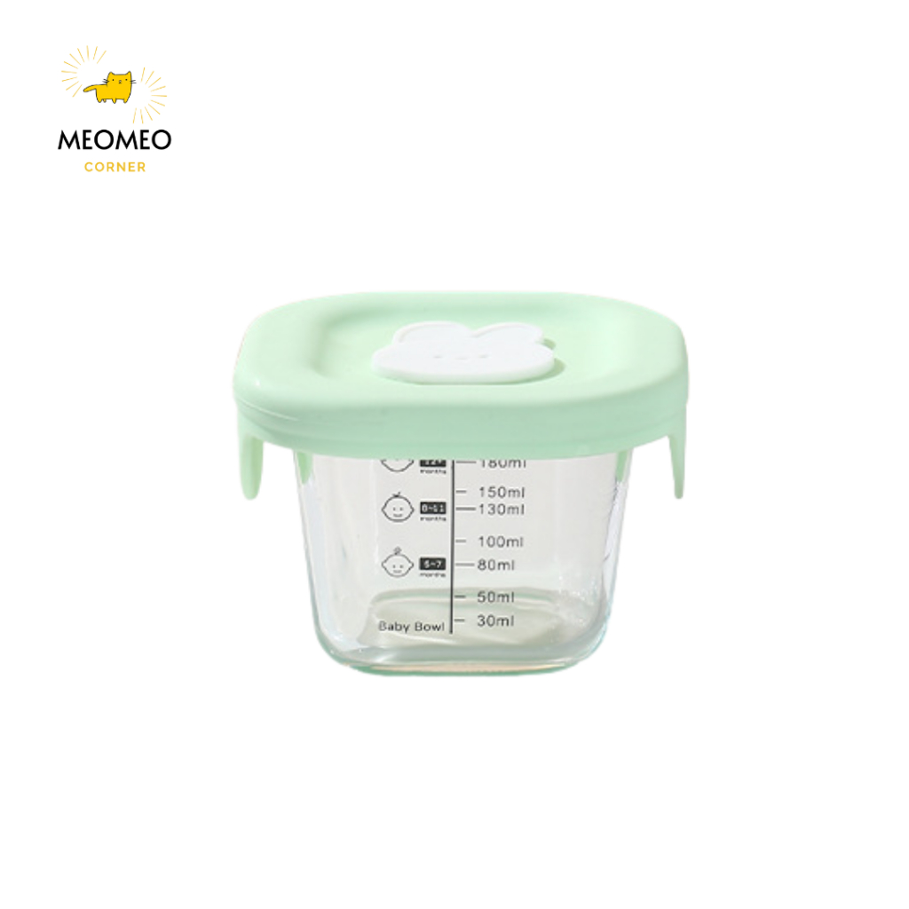 Hộp Trữ Thức Ăn Dặm Cho Bé, Hộp Trữ Đông Baby Bowl Chất Liệu Thủy Tinh Cao Cấp 180ml