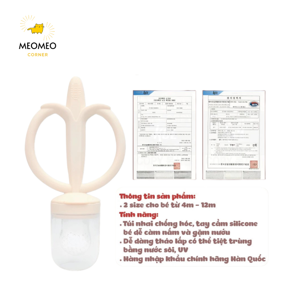 Túi Nhai Ăn Dặm TGM Hàn Quốc Gặm Nướu Silicone Chống Hóc Cho Bé