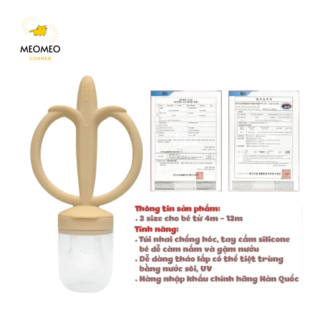 Túi Nhai Ăn Dặm TGM Hàn Quốc Gặm Nướu Silicone Chống Hóc Cho Bé