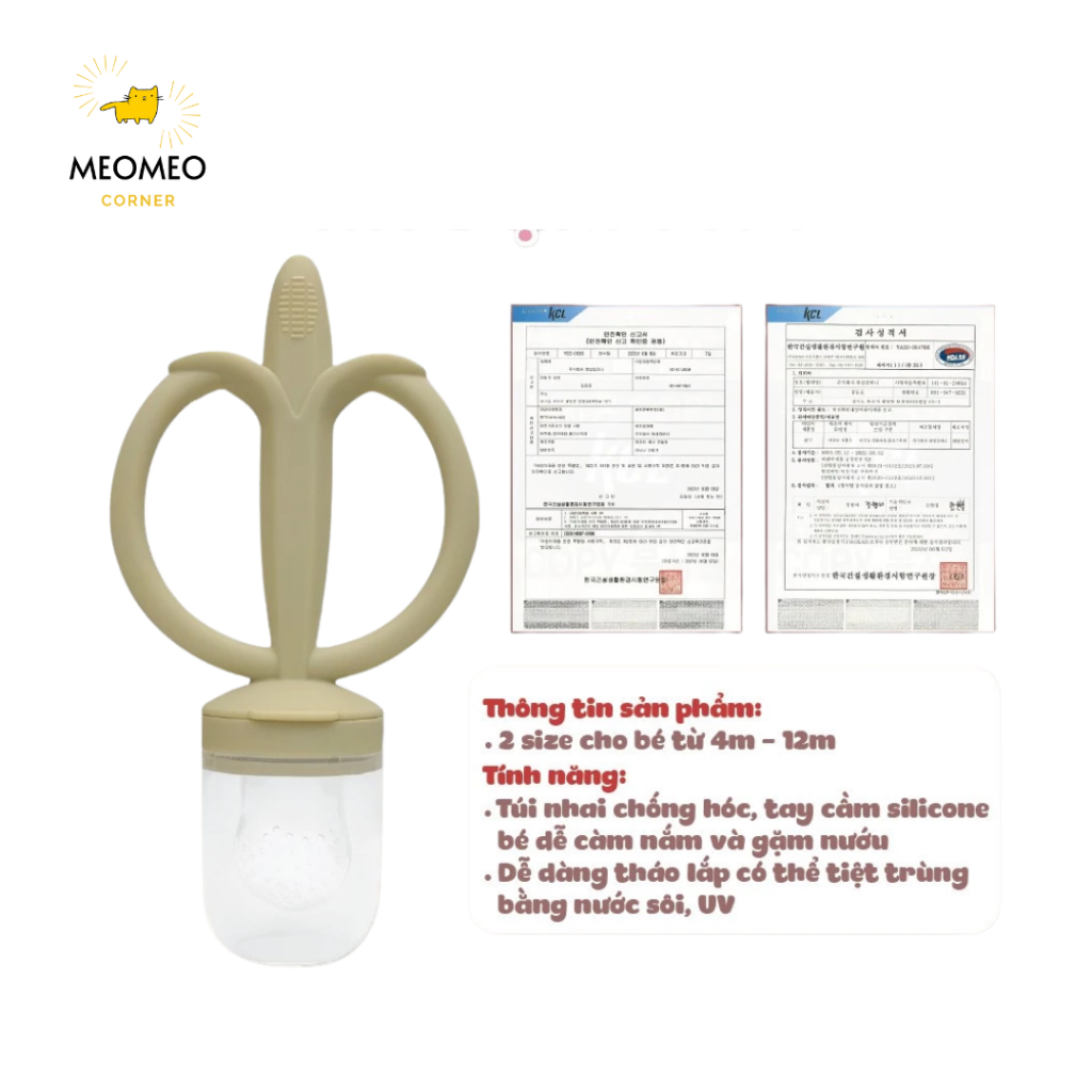 Túi Nhai Ăn Dặm TGM Hàn Quốc Gặm Nướu Silicone Chống Hóc Cho Bé