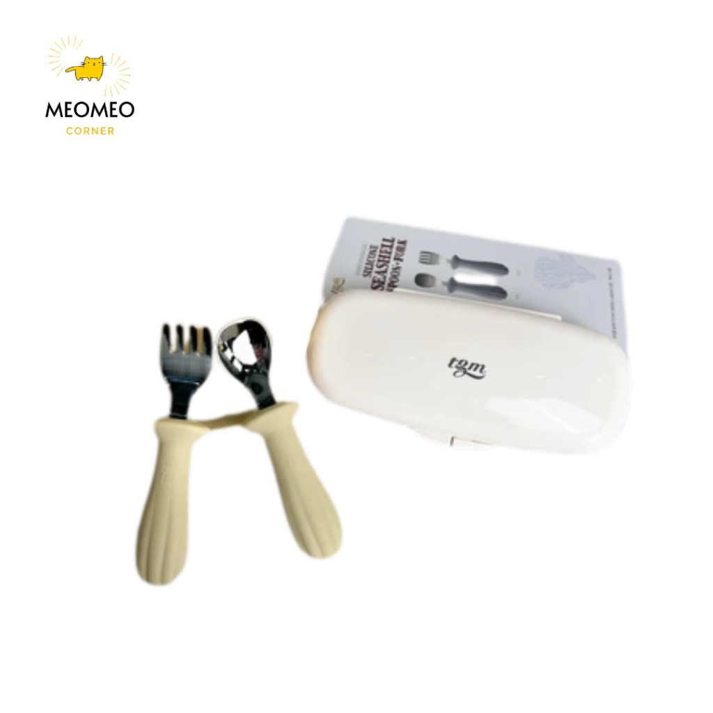 Set Thìa Dĩa Ăn Dặm TGM Silicone SPOON & FORK Hình Con Sò Cho Bé