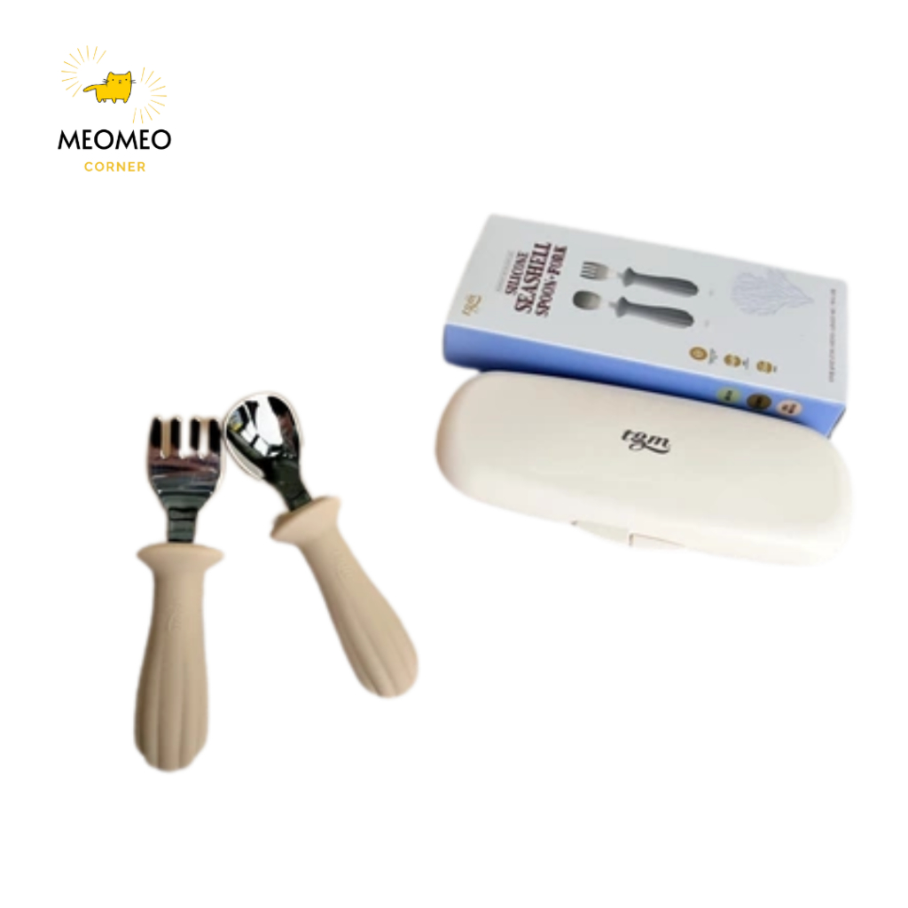 Set Thìa Dĩa Ăn Dặm TGM Silicone SPOON & FORK Hình Con Sò Cho Bé