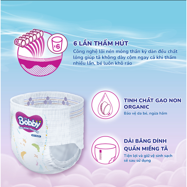 [Miếng lẻ] Tã / bỉm quần Ultra+ Bobby Gạo Non M, L, XL, XXL