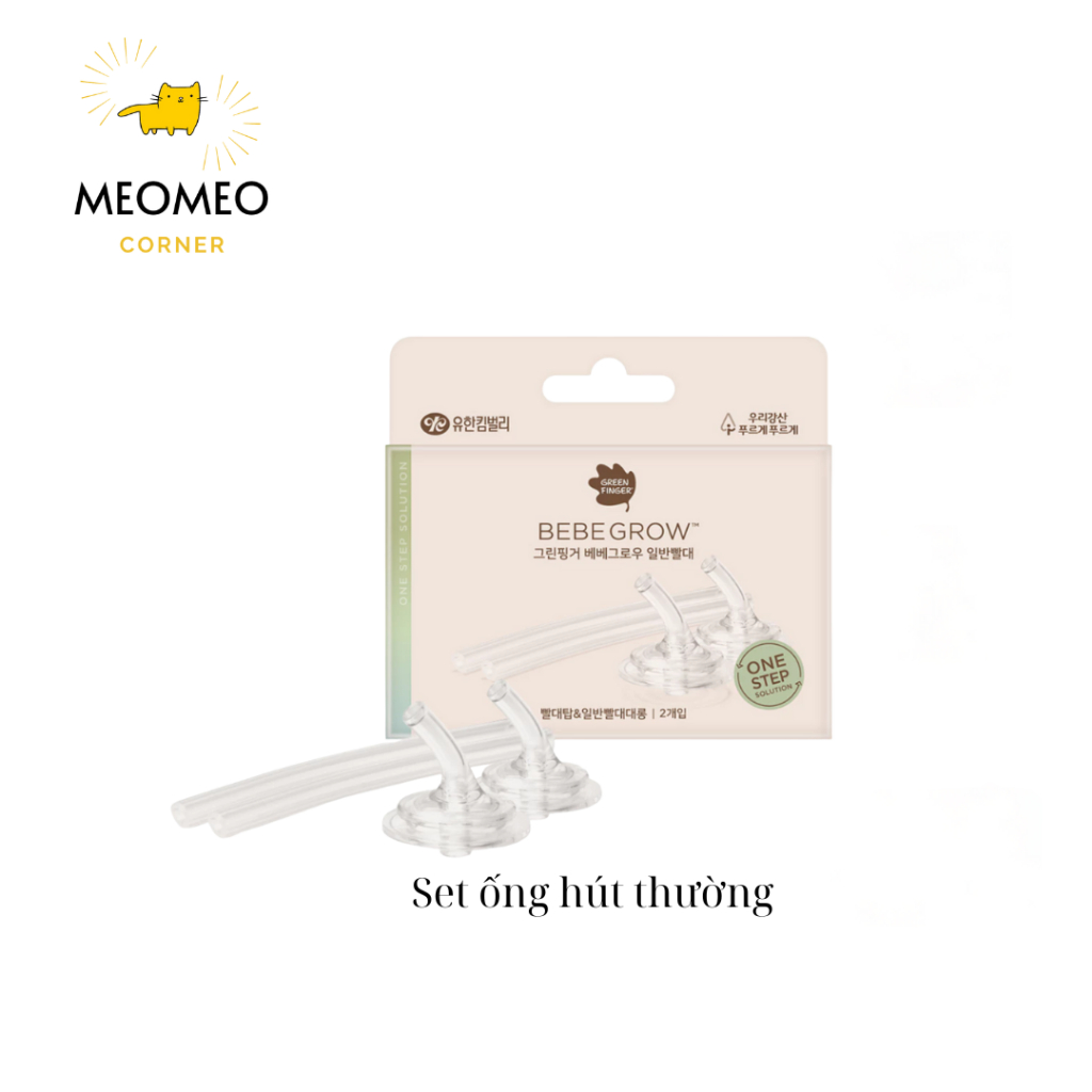 Ống Hút Thường/ Quả tạ silicon Greenfinger Bebegrow Cho Bình Sữa, Bình Tập Uống Cổ Rộng Green finger