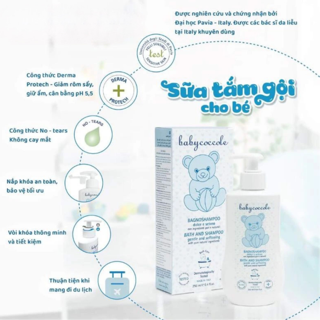 [Mini size] Sữa Tắm Gội Cho Bé Babycoccole 0M+ an toàn cho trẻ sơ sinh & em bé da rôm sảy 30ml