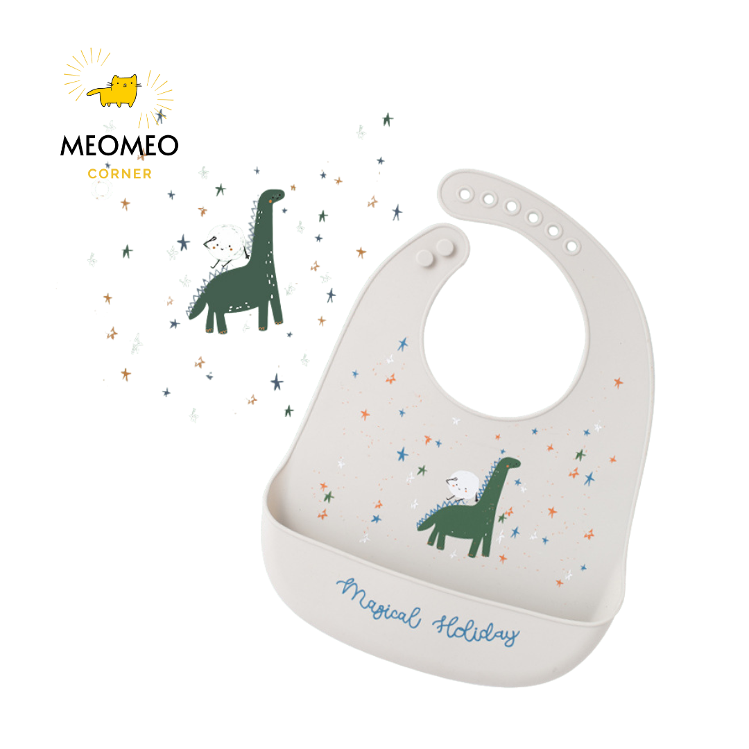 Yếm ăn dặm silicone có máng cho bé