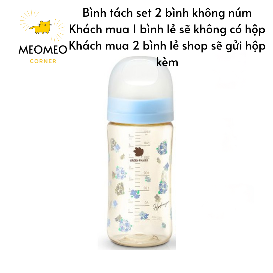 Bình sữa Green Finger Bebegrow PPSU Hàn Quốc size 160ml / 280ml núm ti mềm 2 van khí chính hãng Greenfinger - GREEN