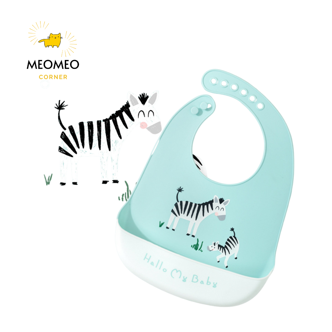 Yếm ăn dặm silicone có máng cho bé