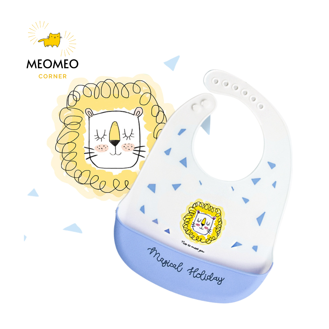 Yếm ăn dặm silicone có máng cho bé