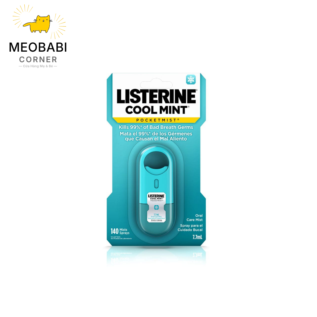 Xịt thơm miệng diệt khuẩn Listerine 7,7ml Cool Mint Pocket Mist