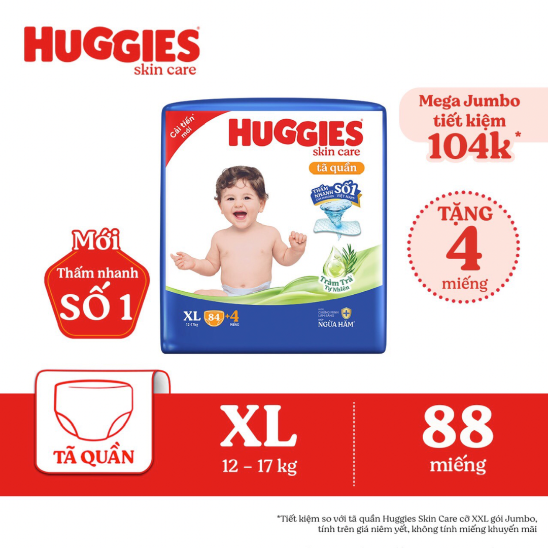 [Miếng lẻ] Tã/ Bỉm quần Huggies Skincare Tràm Trà