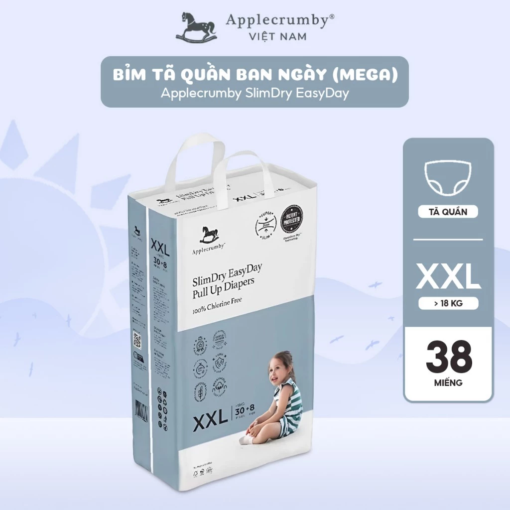 [ Miếng lẻ ]Tã / bỉm dán, quần Applecrumby Overnight ban đêm / ban ngày cho bé