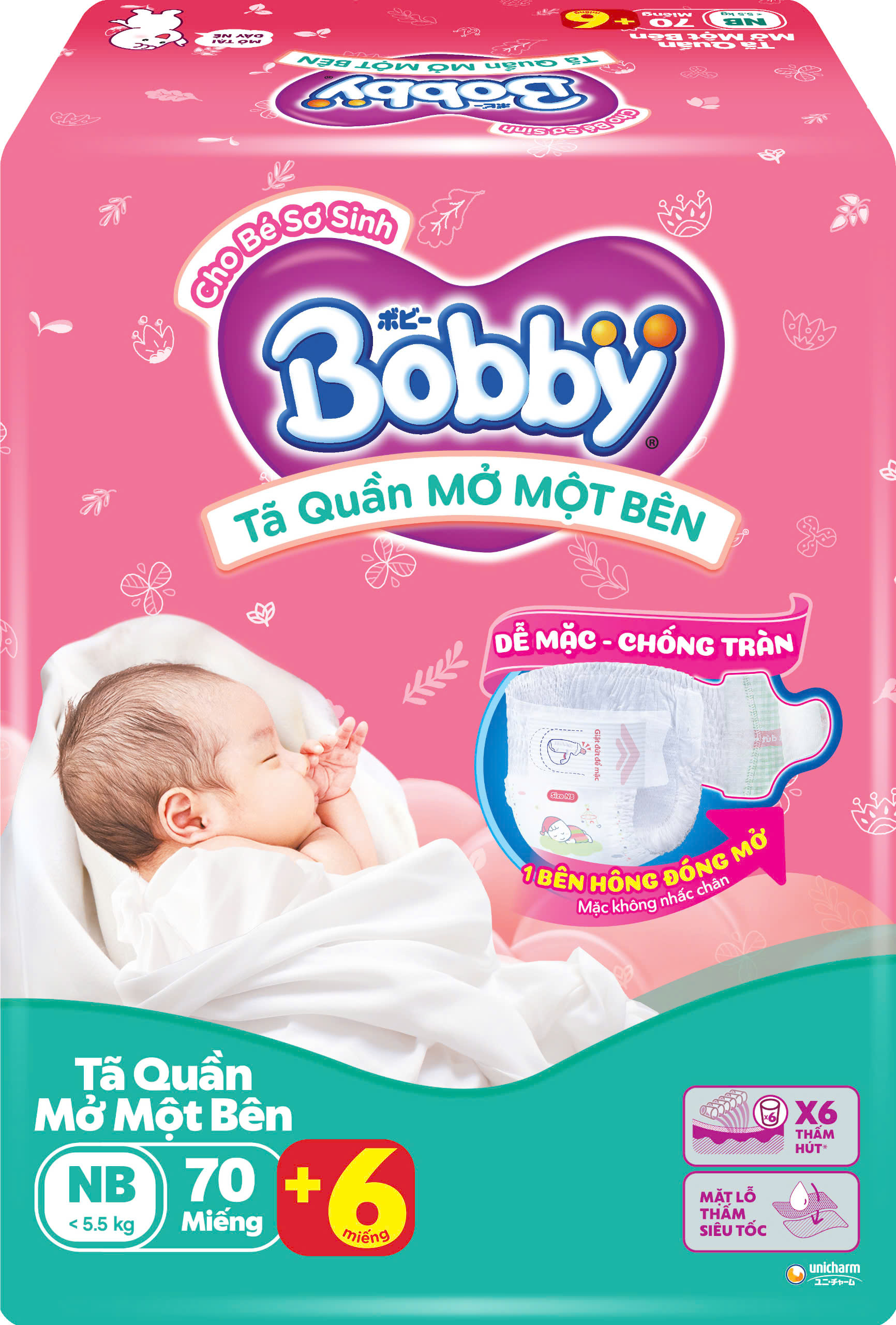 [Miếng lẻ] Tã / bỉm quần Mở Một Bên Bobby NB & S
