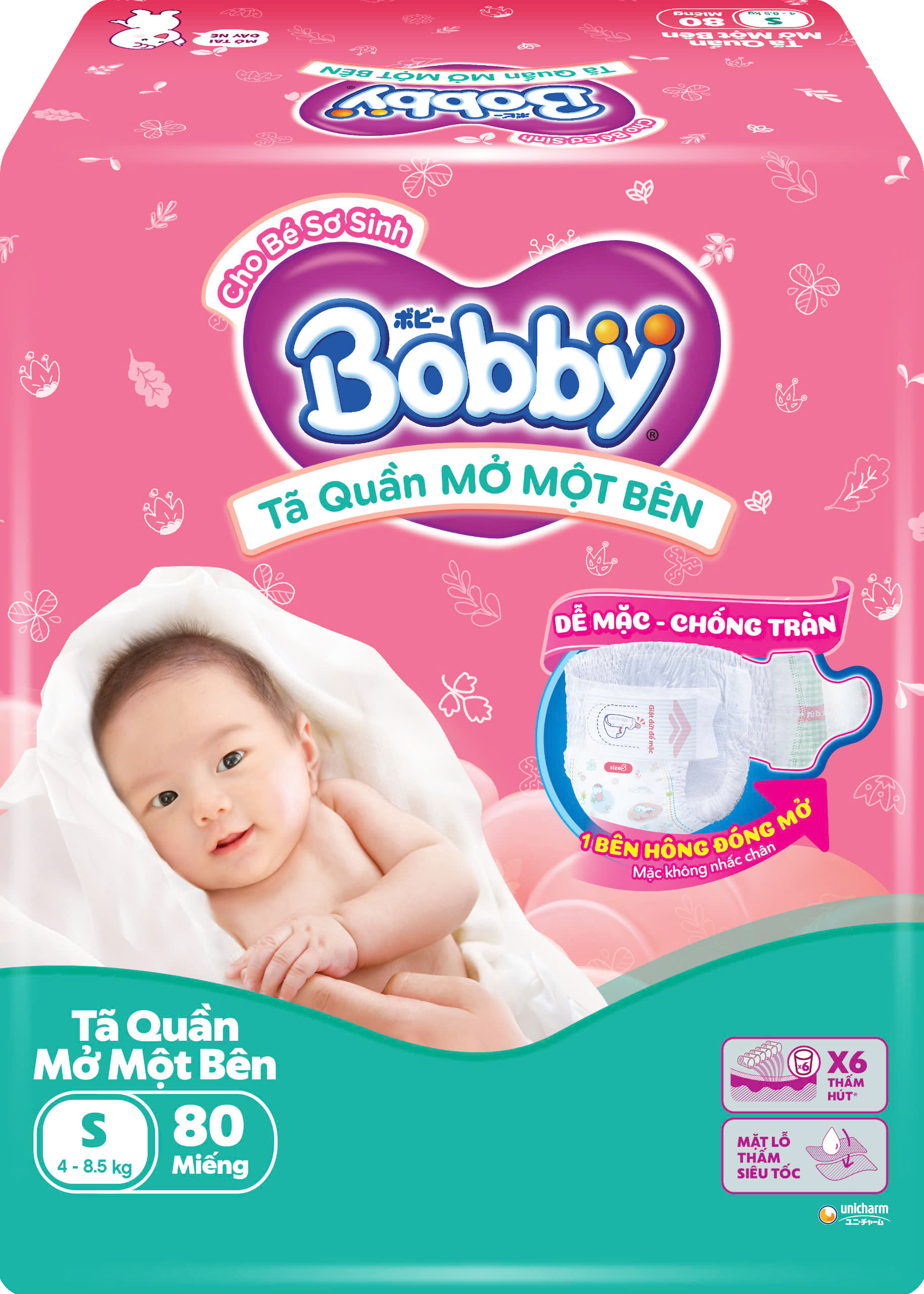 [Miếng lẻ] Tã / bỉm quần Mở Một Bên Bobby NB & S
