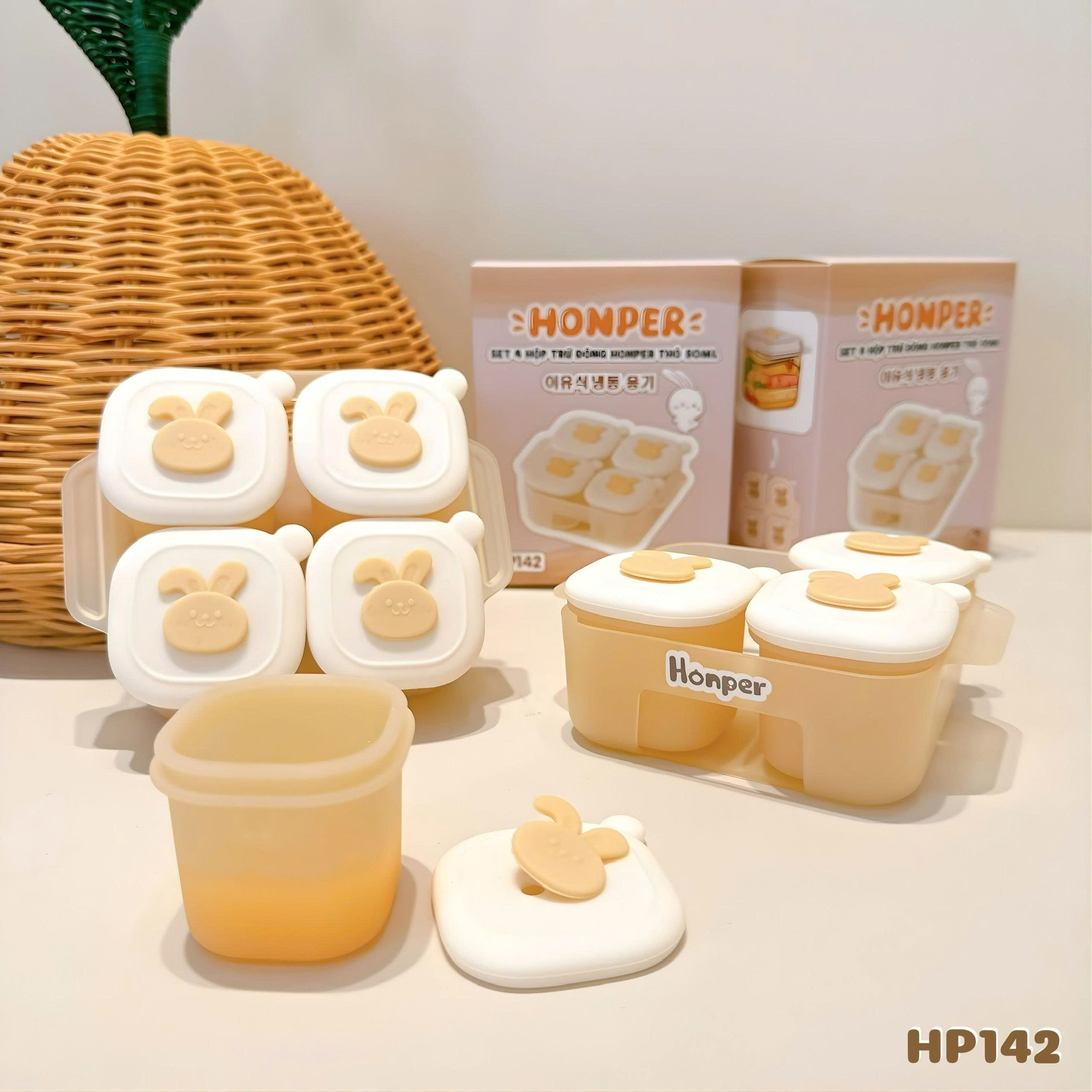 Set 4 hộp trữ đông silicone Honper 50ml