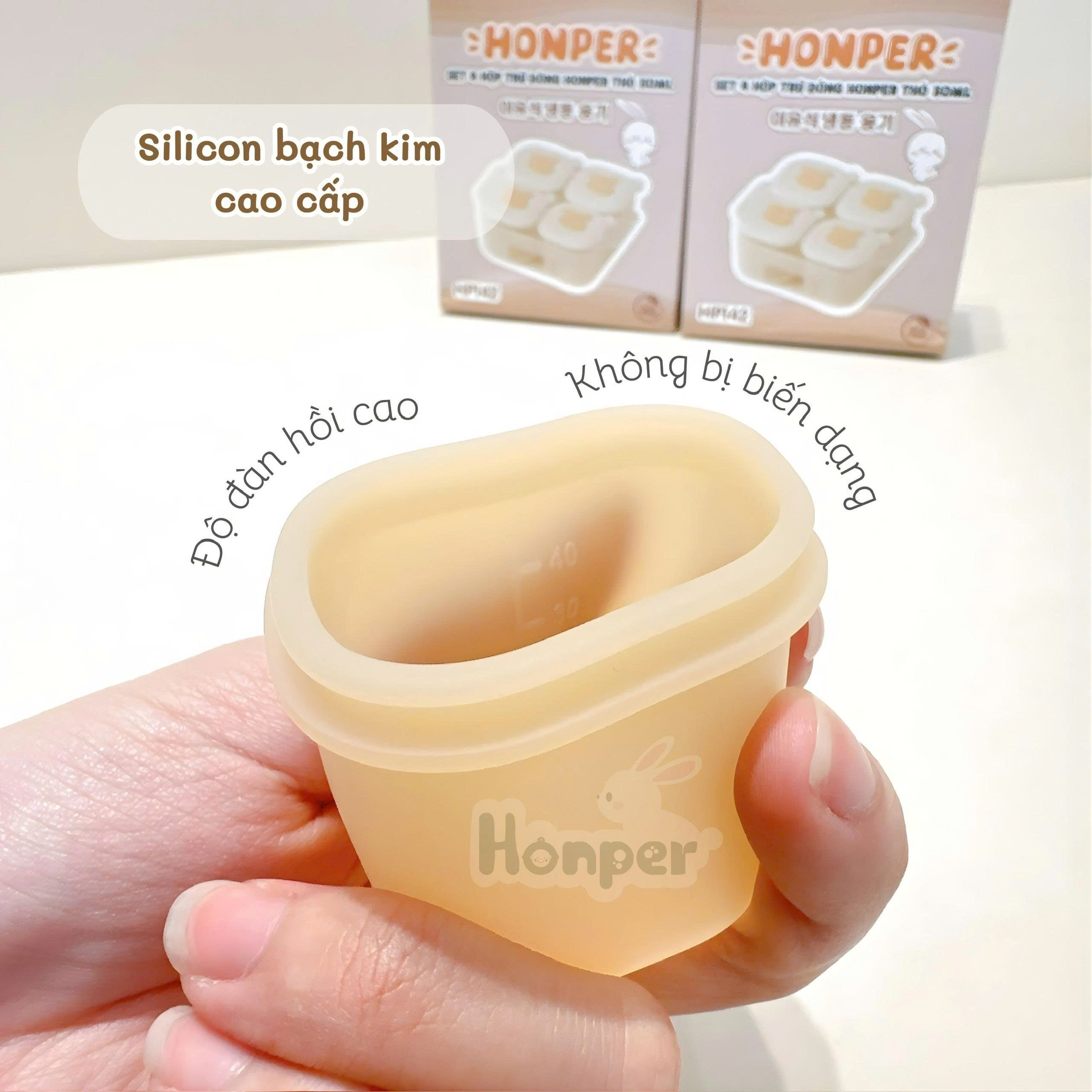 Set 4 hộp trữ đông silicone Honper 50ml