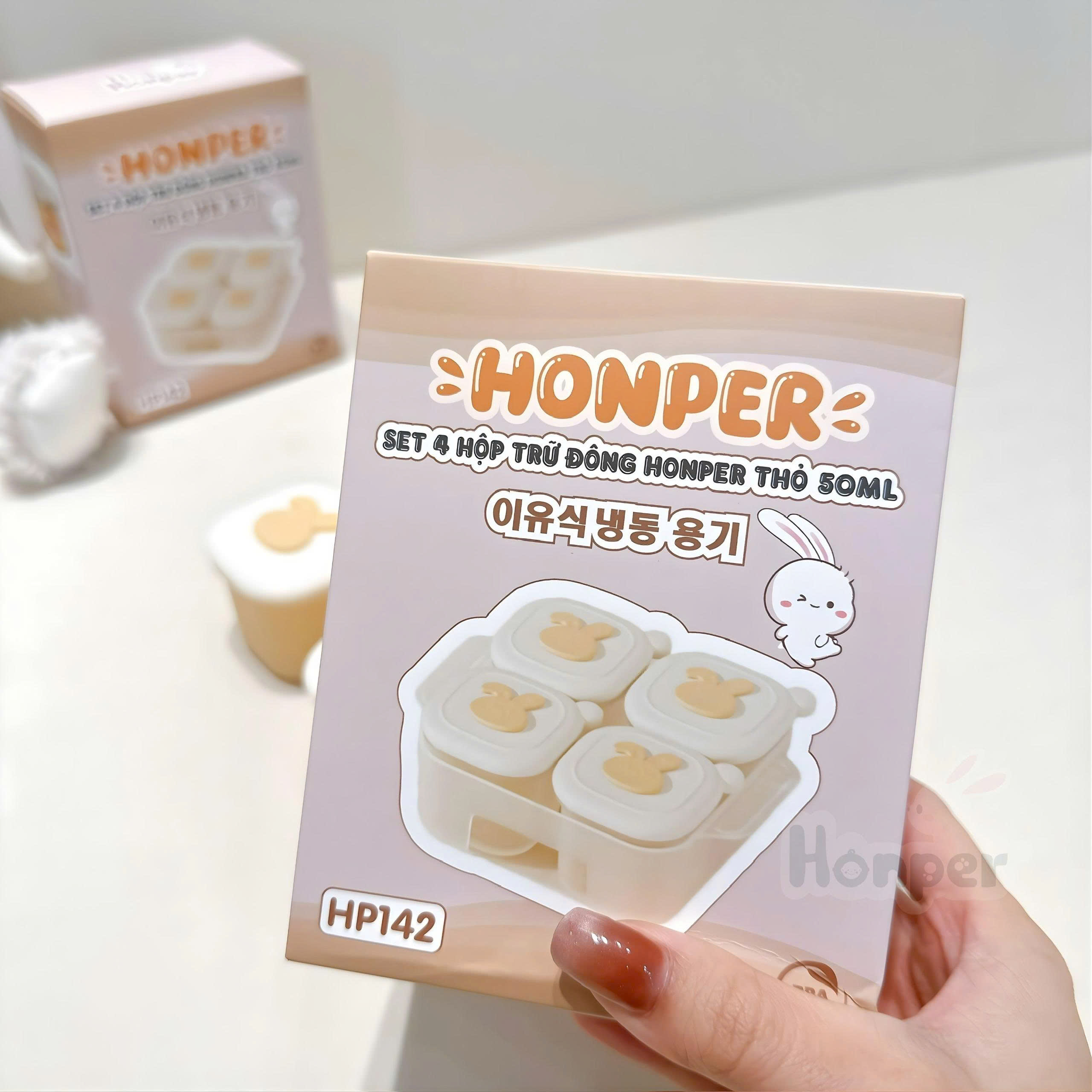 Set 4 hộp trữ đông silicone Honper 50ml