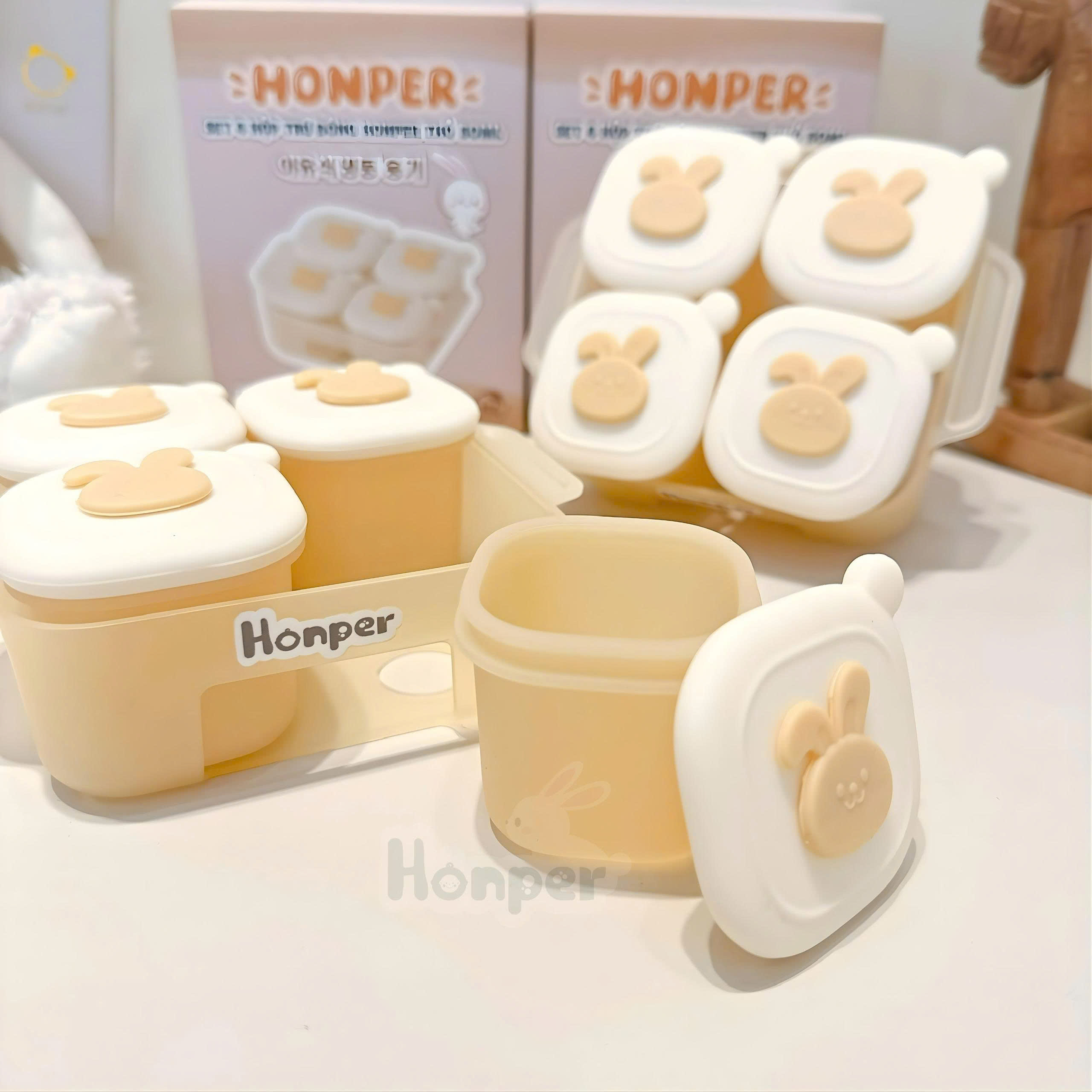 Set 4 hộp trữ đông silicone Honper 50ml