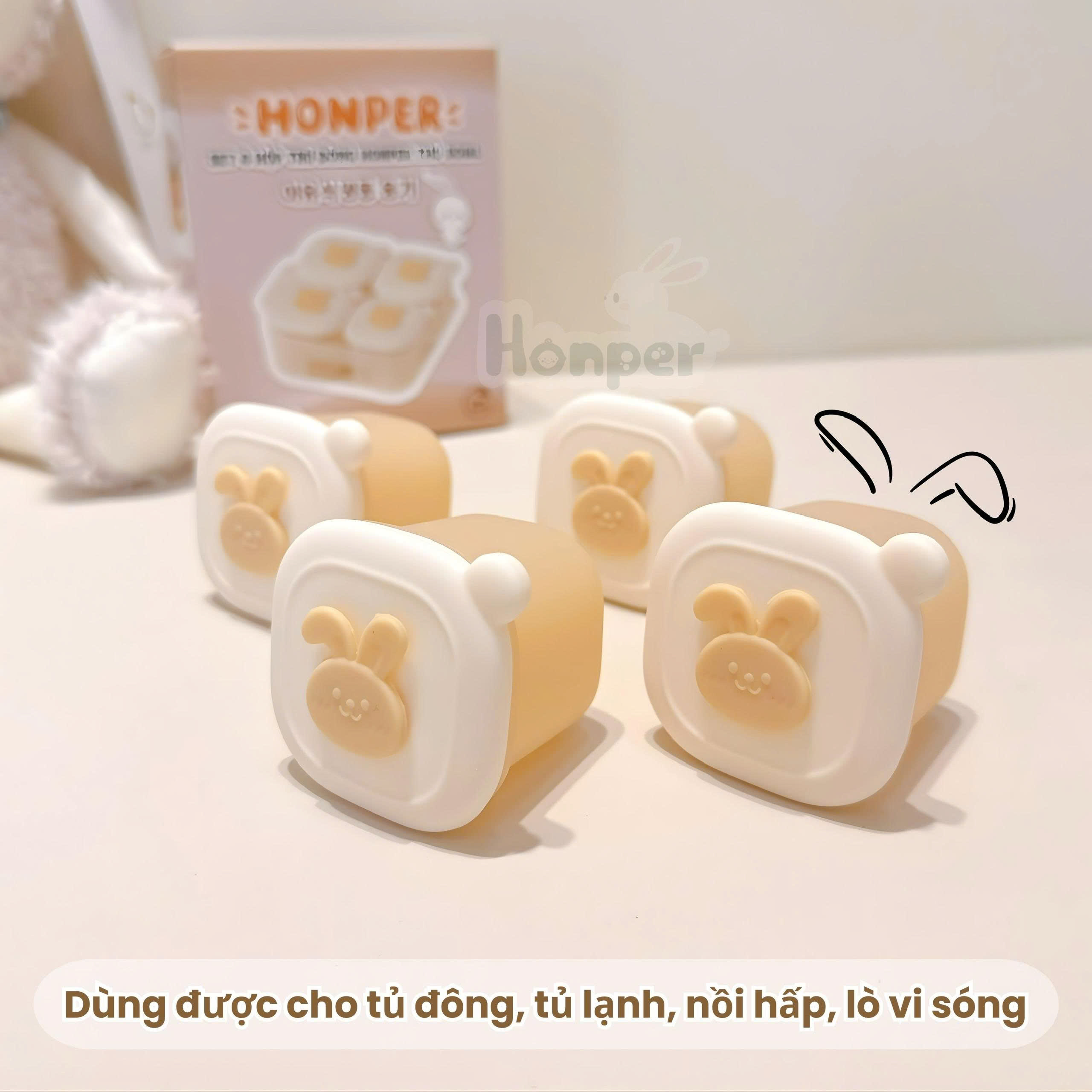 Set 4 hộp trữ đông silicone Honper 50ml