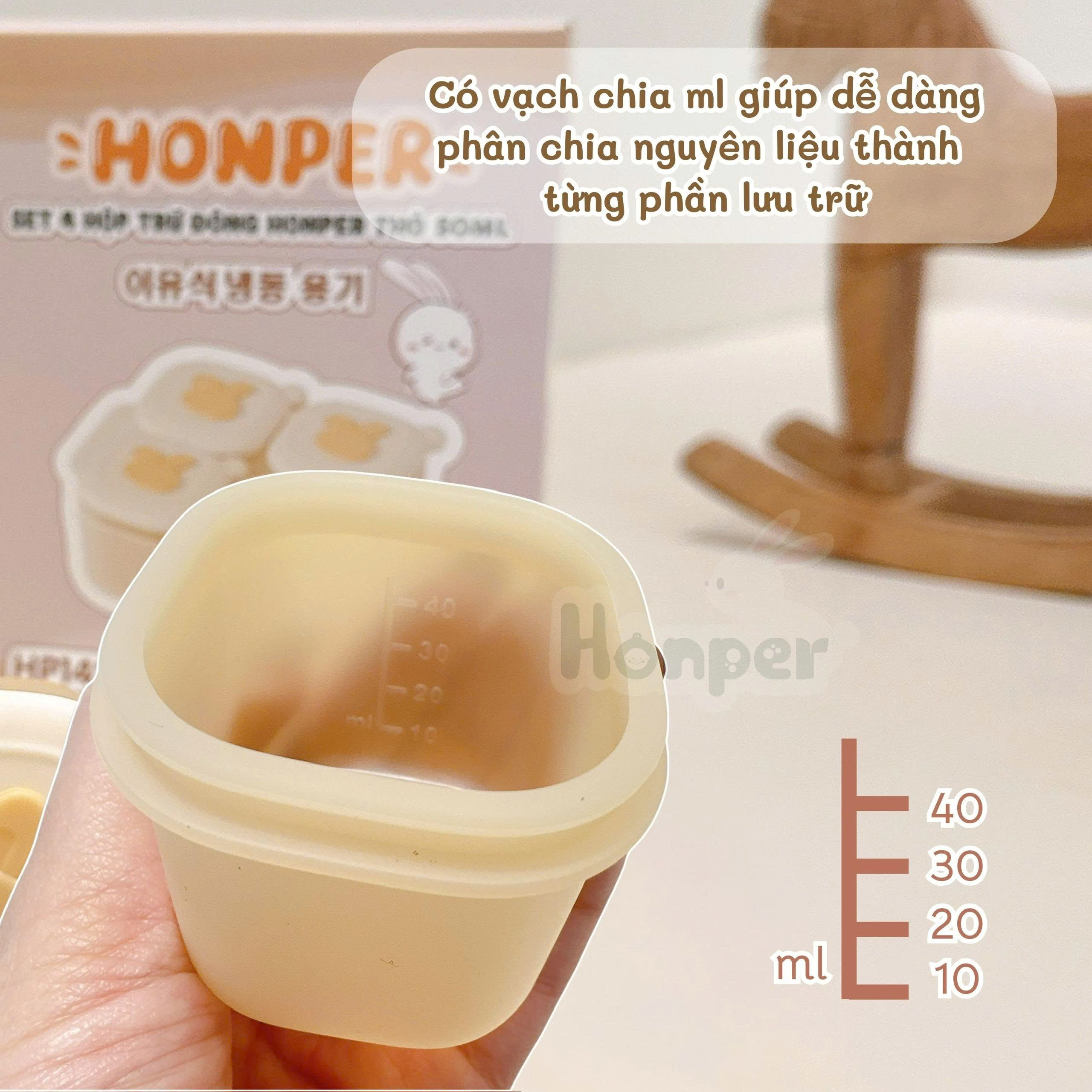 Set 4 hộp trữ đông silicone Honper 50ml