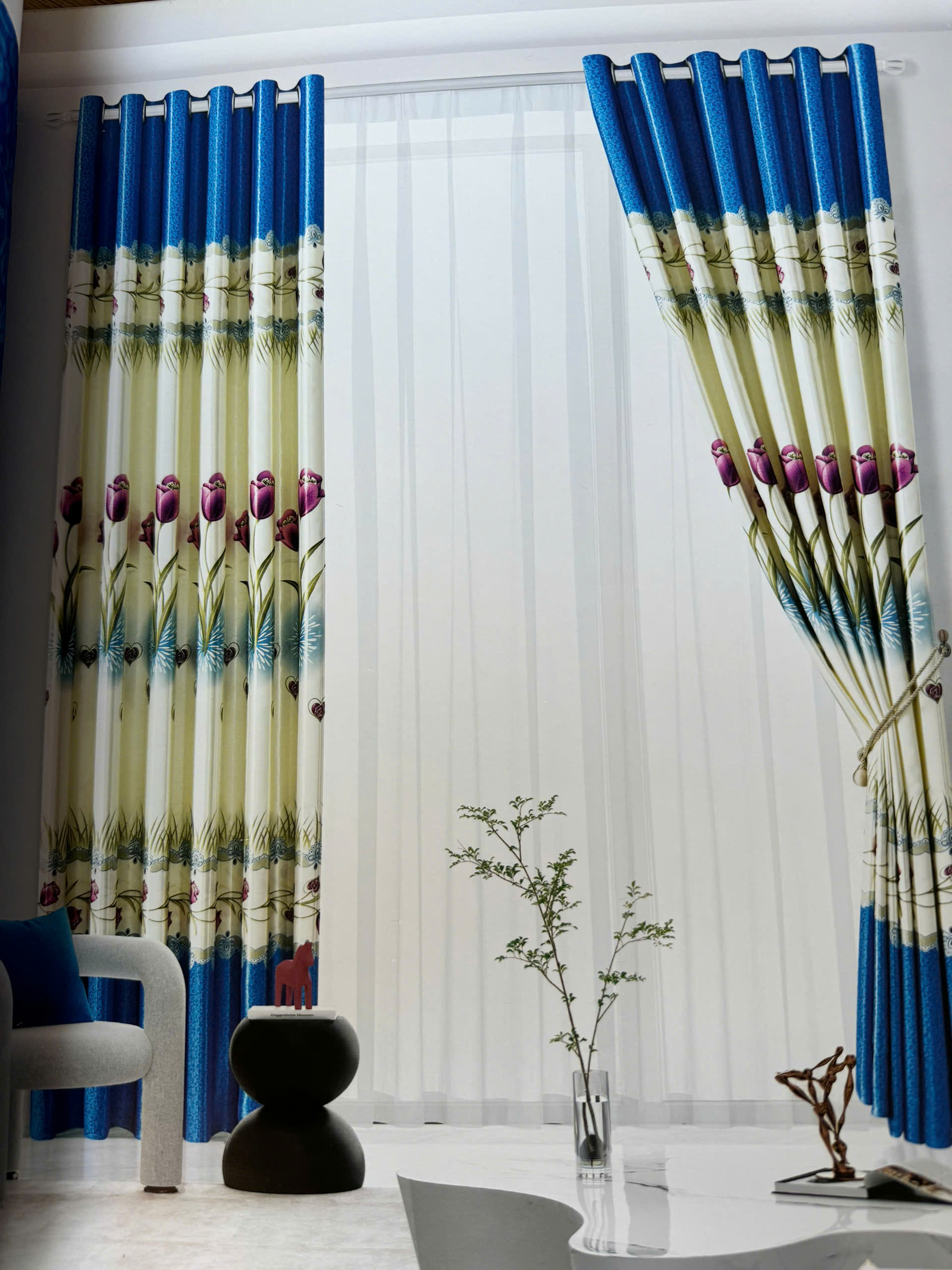 Rèm Vải Hoa Văn Chống Nắng