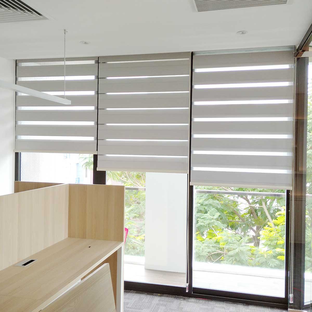 Màn Rèm Cầu Vồng Hàn Quốc Màu Xám Trắng