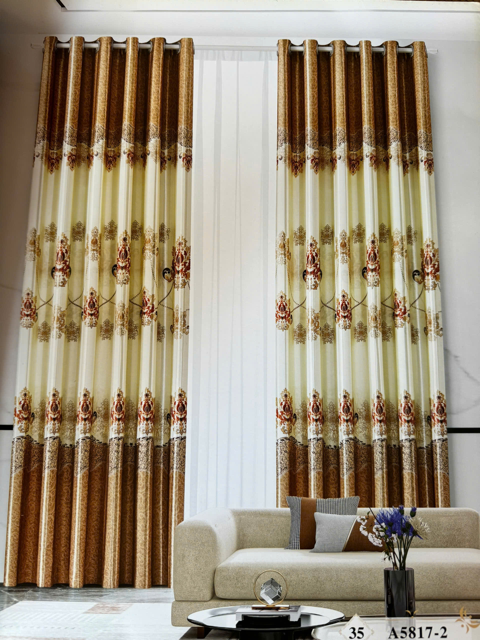 Rèm Vải Gấm Hoa Văn